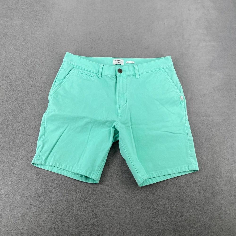Quiksilver Mens Straight Fit Chino Shorts Mint Green Size 33 Walk Shorts